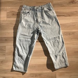 Zara Washed Denim Wide-leg Jeans